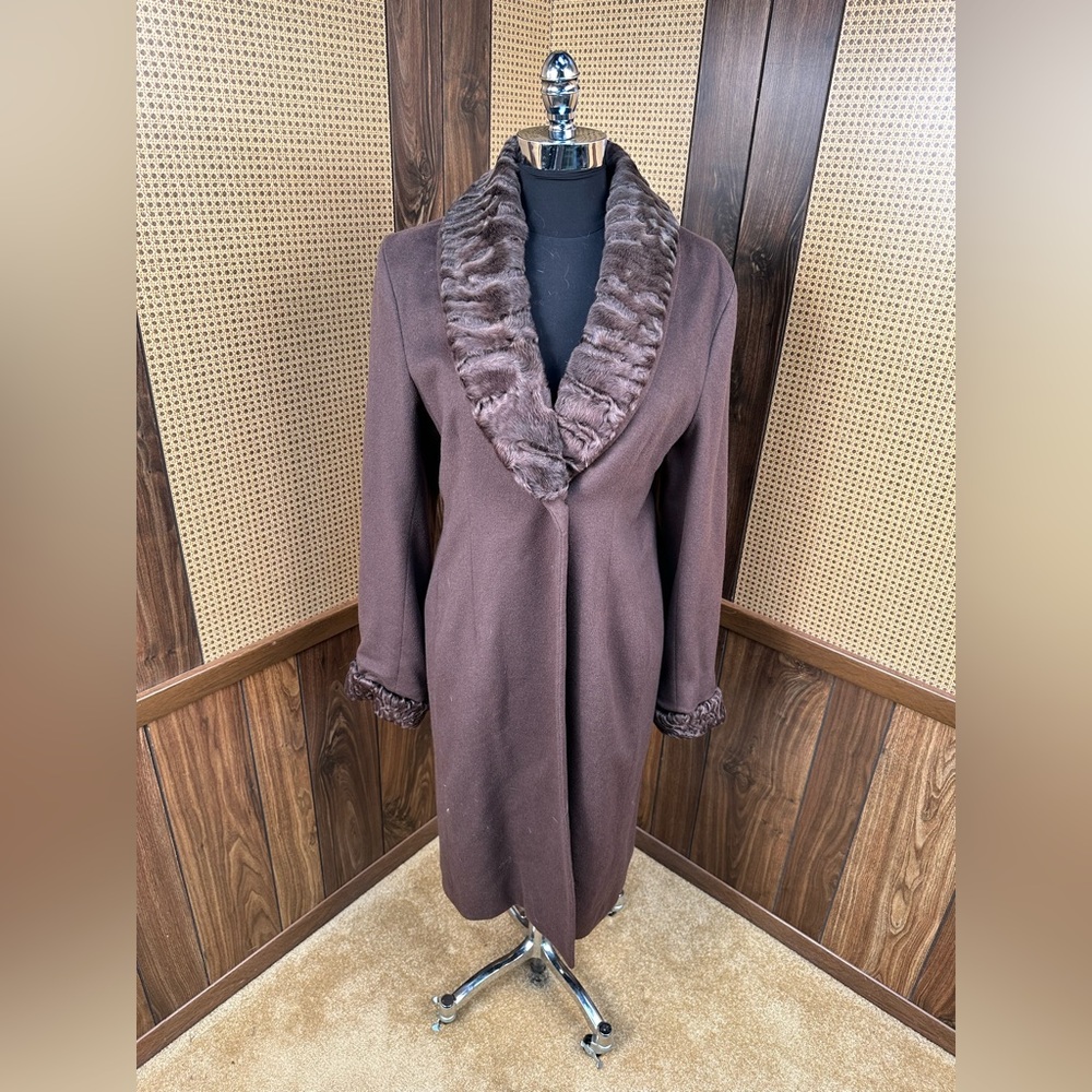 J. Mendel Paris Brown Cashmere & Persian Lamb Fur Coat Jacket Small